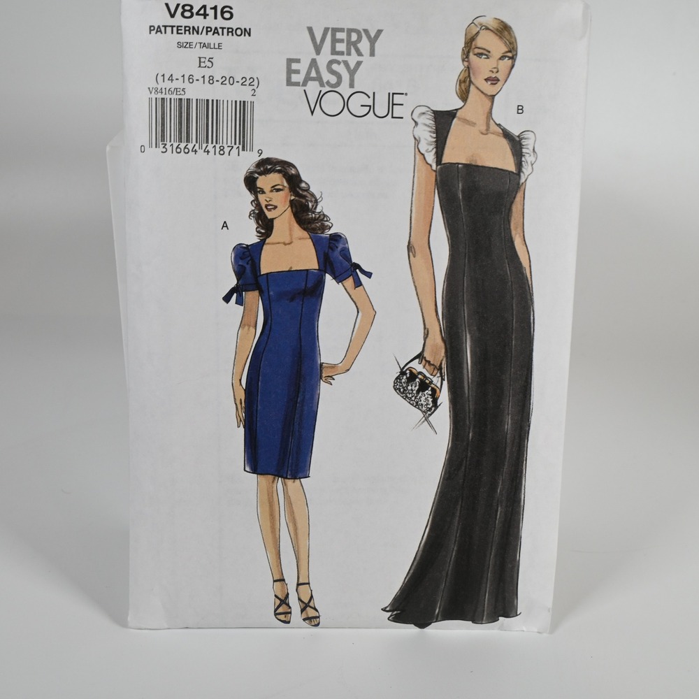 Vogue Sewing Pattern V8416 Misses Dress Size 14-22 Uncut Factory Folded